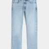 Light Wash Slim Straight Jeans