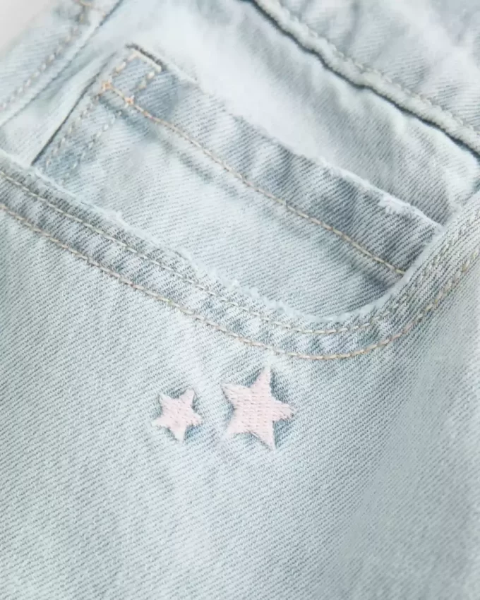 Χαμηλό ανάγλυφο Light Wash Star Embroidery Baggy Jeans Χαμηλό ανάγλυφο Light Wash Star Embroidery Baggy Jeans