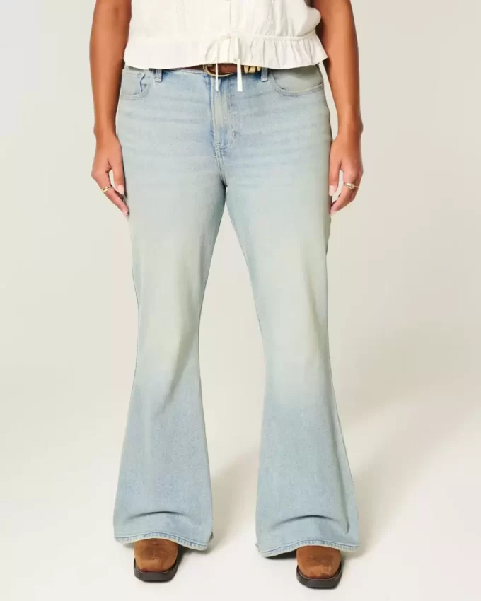 Υψηλό ψηλό τζιν Light Wash Star Pocket Flare Υψηλό ψηλό τζιν Light Wash Star Pocket Flare