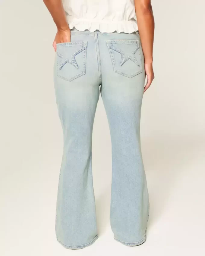 Υψηλό ψηλό τζιν Light Wash Star Pocket Flare Υψηλό ψηλό τζιν Light Wash Star Pocket Flare