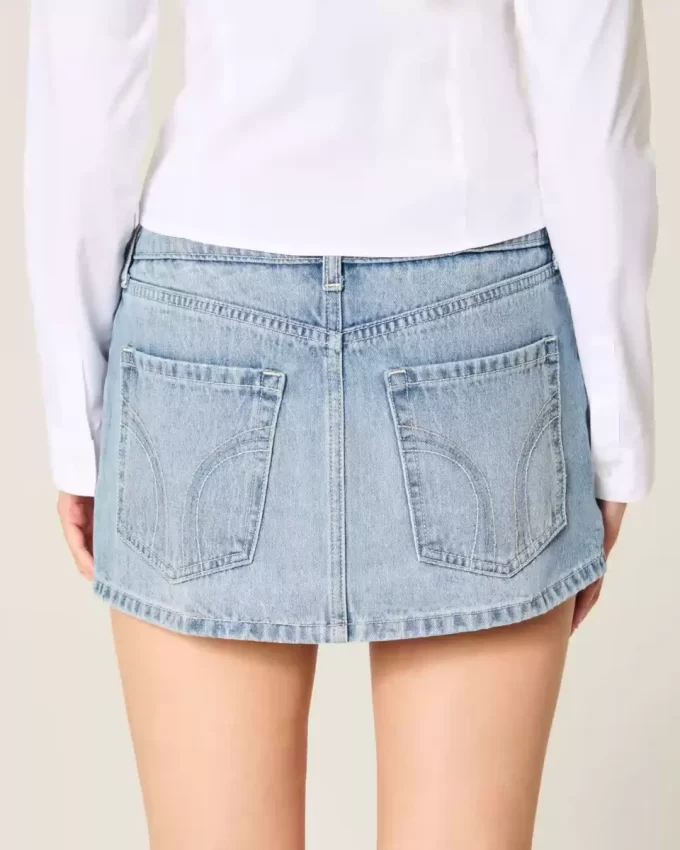 Μίνι τζιν σκόρτ Light Wash Studded Μίνι τζιν σκόρτ Light Wash Studded