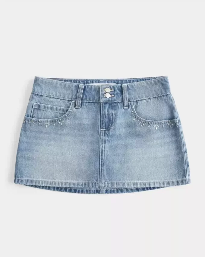 Μίνι τζιν σκόρτ Light Wash Studded Μίνι τζιν σκόρτ Light Wash Studded