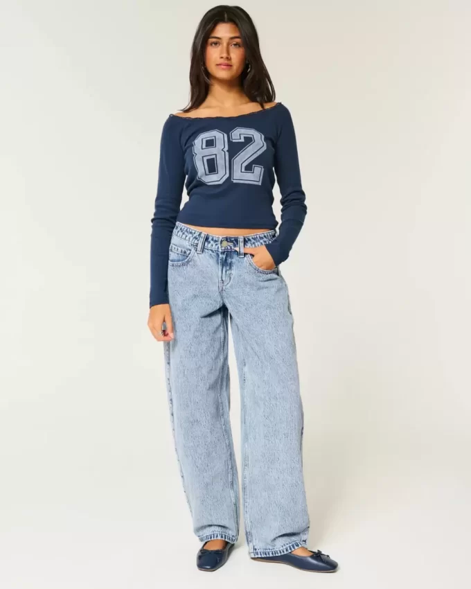 Χαμηλό ανάγλυφο Light Wash Tapered baggy τζιν