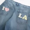 Γραφικά φαρδιά τζιν Los Angeles Medium Wash με χαμηλό ύψος Γραφικά φαρδιά τζιν Los Angeles Medium Wash με χαμηλό ύψος