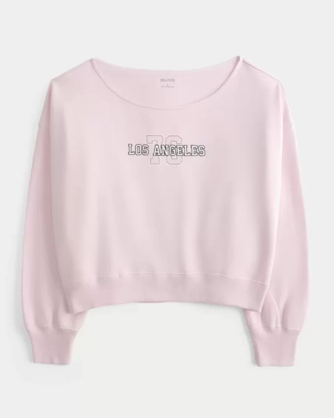 Εύκολη γραφική μπλούζα Los Angeles Off-the-Shoulder