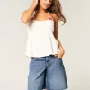 Low-Rise Dark Wash American Flag Graphic Baggy Jort Low-Rise Dark Wash American Flag Graphic Baggy Jort