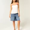 Low-Rise Dark Wash American Flag Graphic Baggy Jort Low-Rise Dark Wash American Flag Graphic Baggy Jort