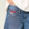 Low-Rise Dark Wash American Flag Graphic Baggy Jort Low-Rise Dark Wash American Flag Graphic Baggy Jort