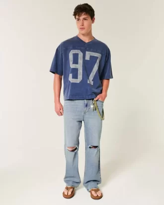 Σκισμένο Medium Wash Baggy τζιν