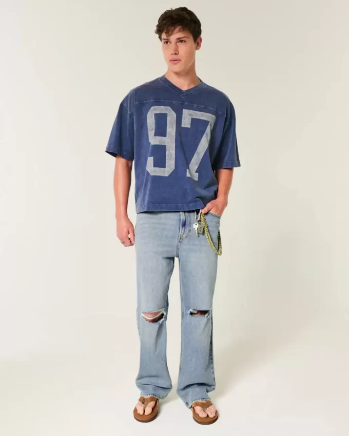 Σκισμένο Medium Wash Baggy τζιν Σκισμένο Medium Wash Baggy τζιν