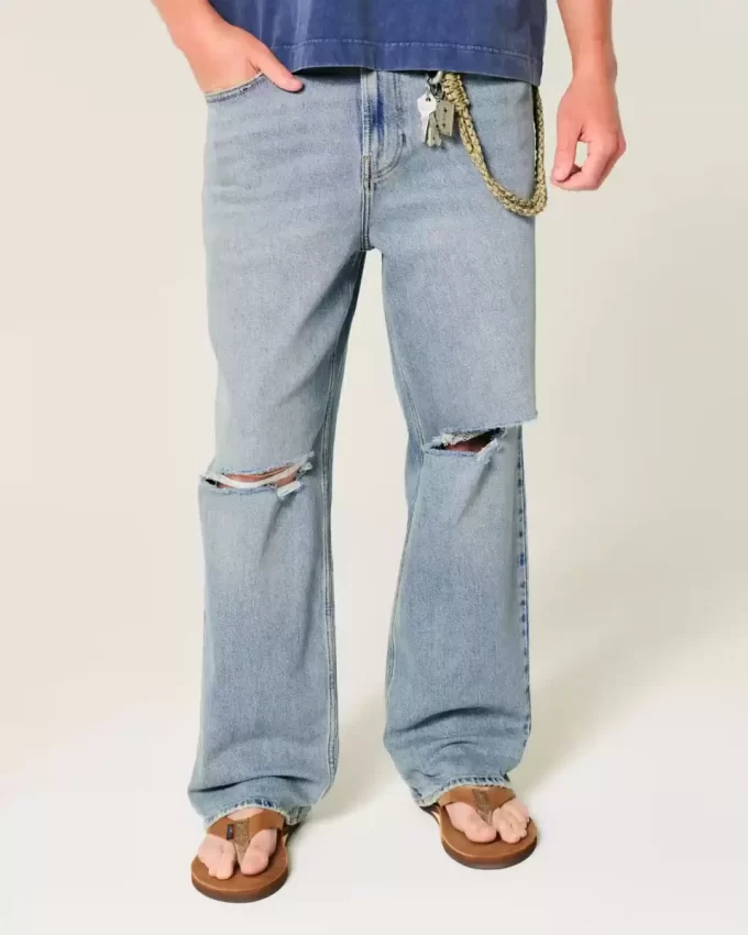 Σκισμένο Medium Wash Baggy τζιν Σκισμένο Medium Wash Baggy τζιν