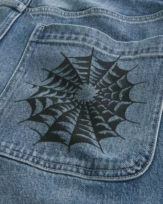 Medium Wash Doodle Baggy Jeans Medium Wash Doodle Baggy Jeans