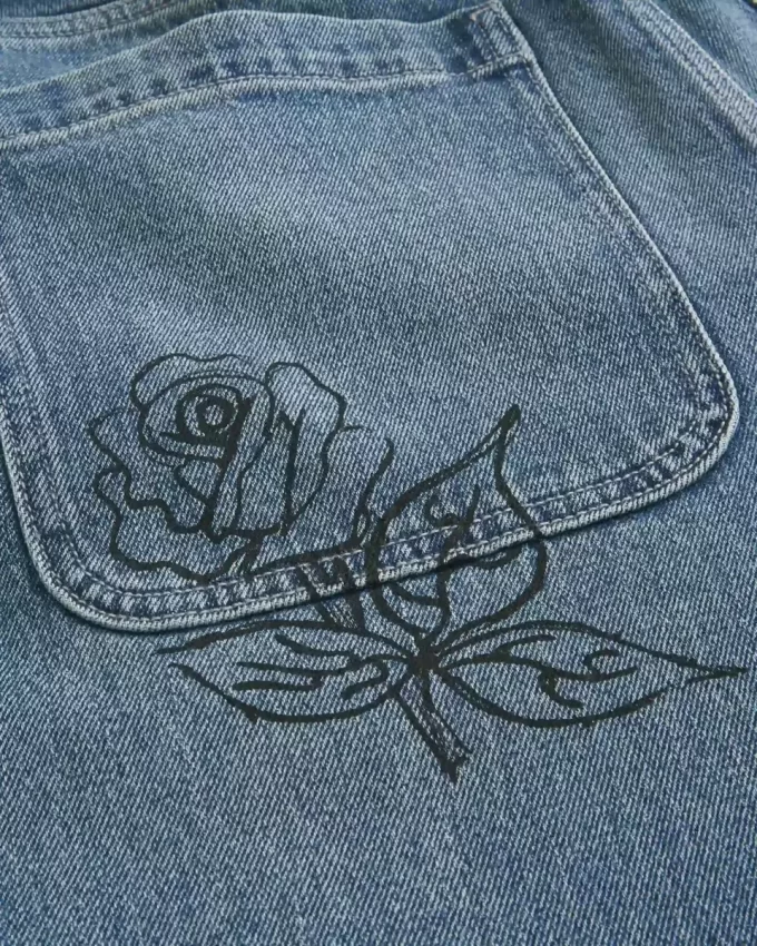 Medium Wash Doodle Baggy Jeans Medium Wash Doodle Baggy Jeans