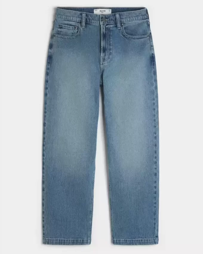 Medium Wash Eagle Graphic Baggy Jeans Medium Wash Eagle Graphic Baggy Jeans