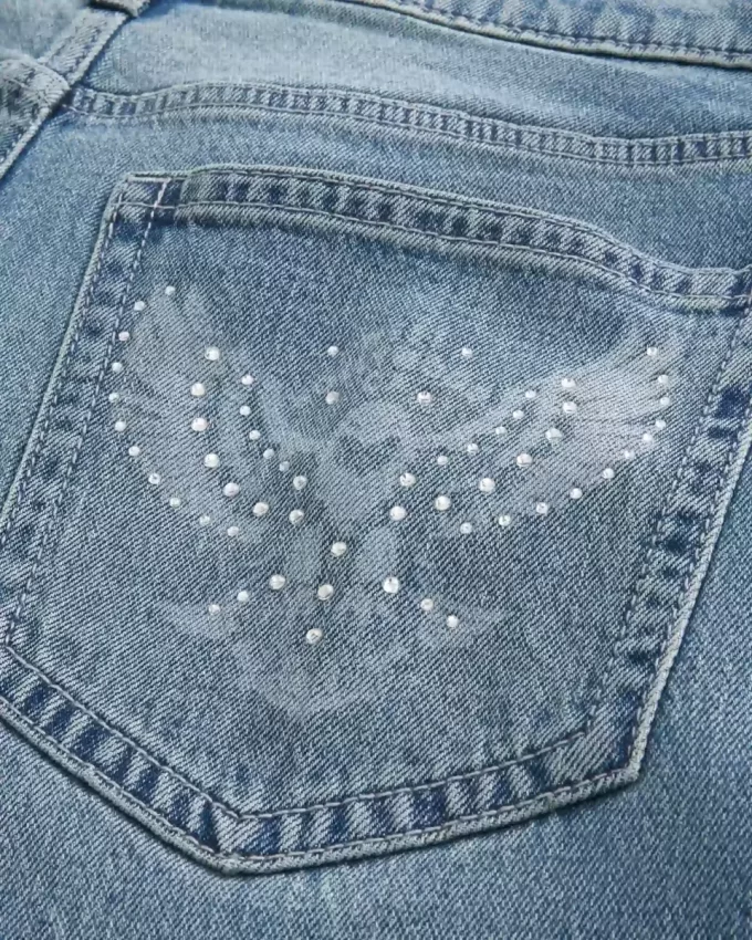 Medium Wash Eagle Graphic Baggy Jeans Medium Wash Eagle Graphic Baggy Jeans