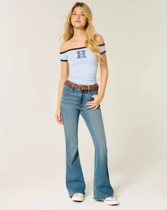 Υψηλό ύψος Medium Wash Flare τζιν