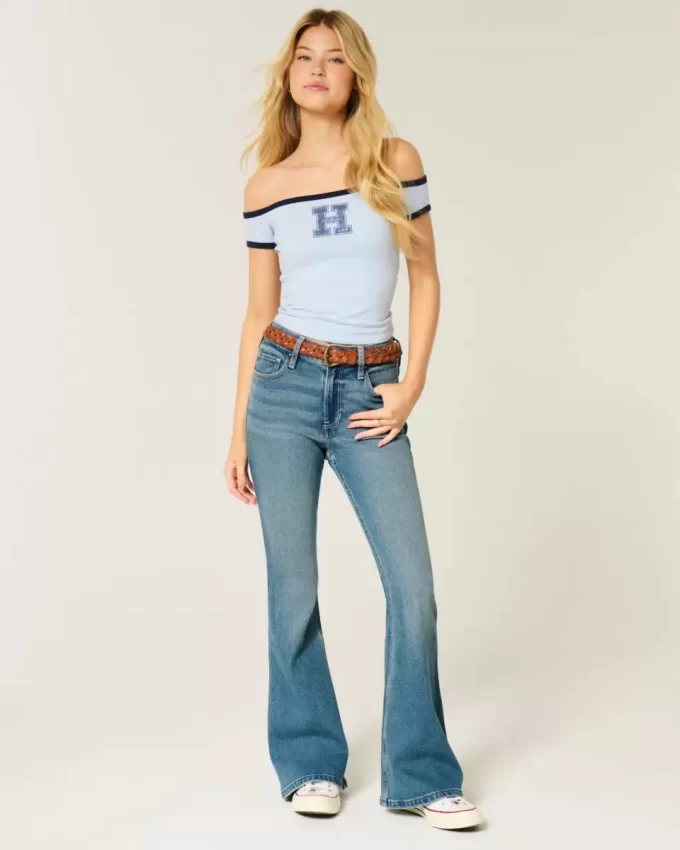 Υψηλό ύψος Medium Wash Flare τζιν