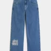 Medium Wash NYC Graphic Super Baggy Jeans
