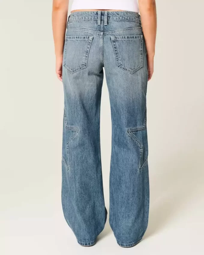 Χαμηλό ύψος Medium Wash Star Graphic Baggy Jeans Χαμηλό ύψος Medium Wash Star Graphic Baggy Jeans