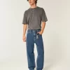 Medium Wash Star Graphic Skater Baggy Jeans
