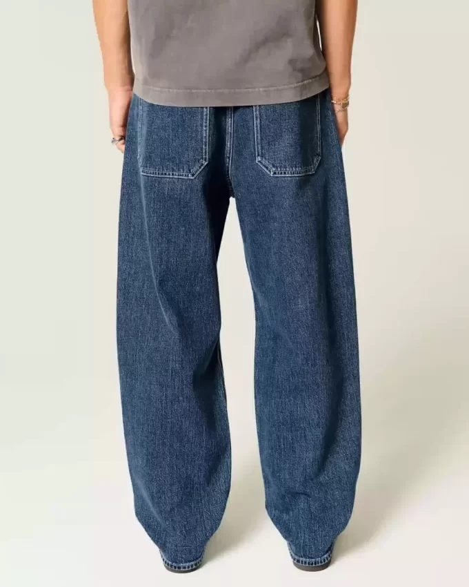 Medium Wash Star Graphic Skater Baggy Jeans