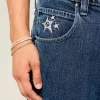 Medium Wash Star Graphic Skater Baggy Jeans