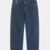 Medium Wash Star Graphic Skater Baggy Jeans