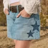 Χαμηλό ύψος Medium Wash Star απλικέ Τζιν Mini Skort