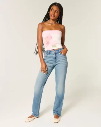 Υψηλό ψηλό Medium Wash Straight Jean