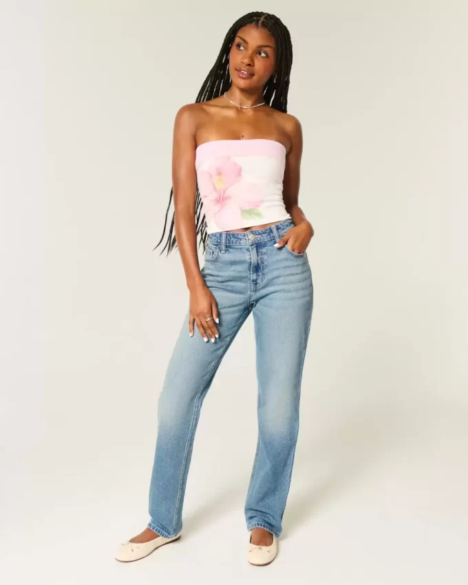 Υψηλό ψηλό Medium Wash Straight Jean