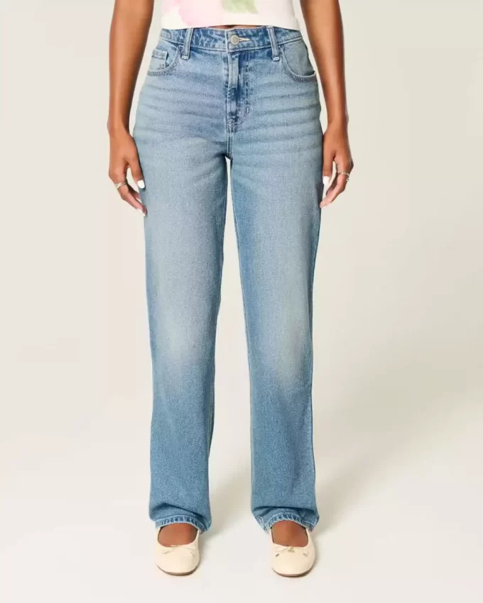 Υψηλό ψηλό Medium Wash Straight Jean