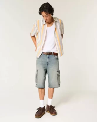 Medium Wash Super Baggy Τζιν Σορτς Cargo