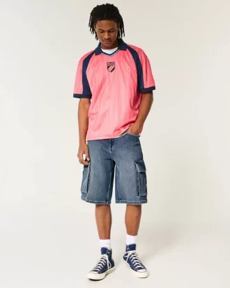 Medium Wash Super Baggy Τζιν Σορτς Cargo