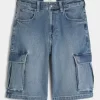 Medium Wash Super Baggy Τζιν Σορτς Cargo Medium Wash Super Baggy Τζιν Σορτς Cargo