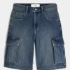Medium Wash Super Baggy Τζιν Σορτς Cargo Medium Wash Super Baggy Τζιν Σορτς Cargo