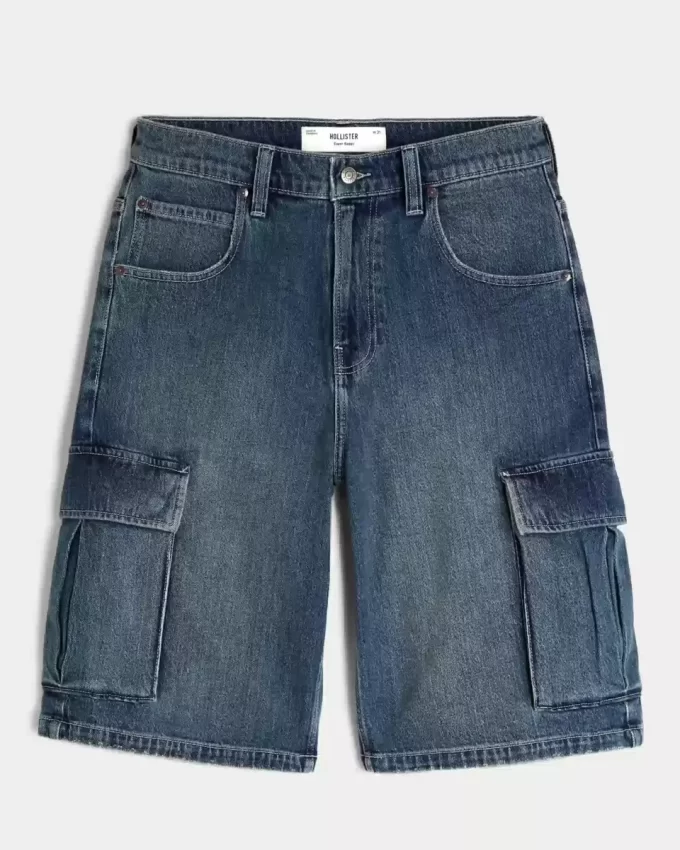 Medium Wash Super Baggy Τζιν Σορτς Cargo Medium Wash Super Baggy Τζιν Σορτς Cargo