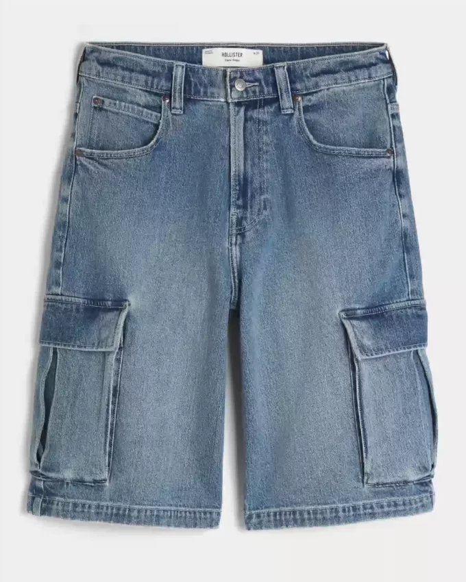 Medium Wash Super Baggy Τζιν Σορτς Cargo Medium Wash Super Baggy Τζιν Σορτς Cargo