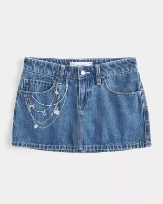 Τζιν Mini Skort με μεσαία κεντημένη αλυσίδα