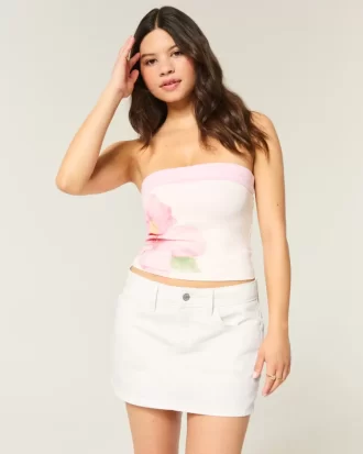 Χαμηλό ψηλό λευκό τζιν Mini Skort