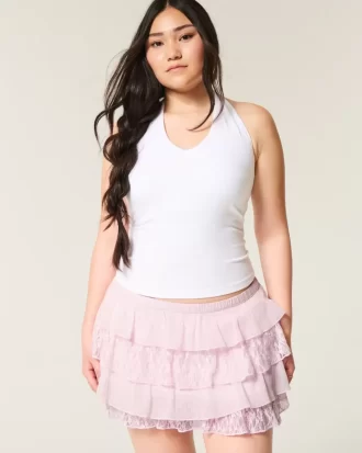 Mini Skort με δαντέλα-σιφόν Mini Skort με δαντέλα-σιφόν