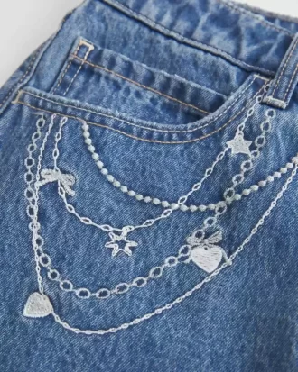 Τζιν Mini Skort με μεσαία κεντημένη αλυσίδα