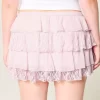 Mini Skort με δαντέλα-σιφόν Mini Skort με δαντέλα-σιφόν
