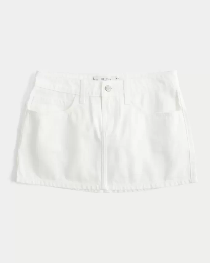 Χαμηλό ψηλό λευκό τζιν Mini Skort Χαμηλό ψηλό λευκό τζιν Mini Skort