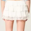 Mini Skort με δαντέλα-σιφόν Mini Skort με δαντέλα-σιφόν