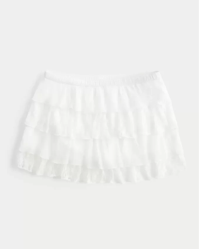 Mini Skort με δαντέλα-σιφόν Mini Skort με δαντέλα-σιφόν