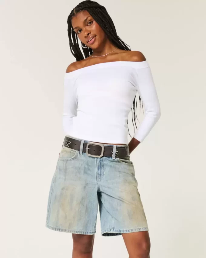 Χαμηλό ύψος φιμέ Mud Wash Baggy Jort Χαμηλό ύψος φιμέ Mud Wash Baggy Jort