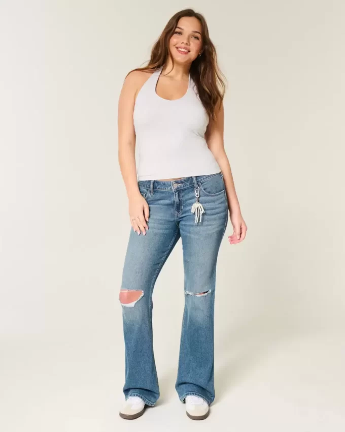 Χαμηλό ύψος σκισμένο μεσαίο τζιν μποτάκι Χαμηλό ύψος σκισμένο μεσαίο τζιν μποτάκι