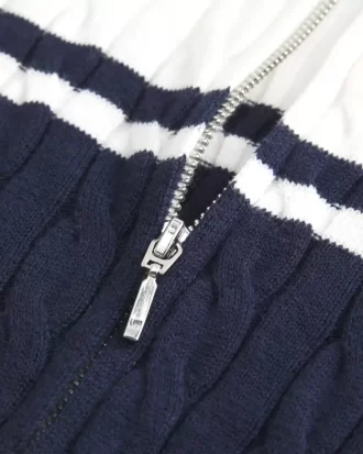 Πλεκτό πουλόβερ με φερμουάρ με λαιμόκοψη