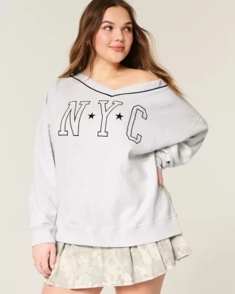 Υπερμεγέθη φούτερ NYC Graphic V-Neck
