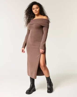 Μίντι πουλόβερ φόρεμα off-the-Shoulder